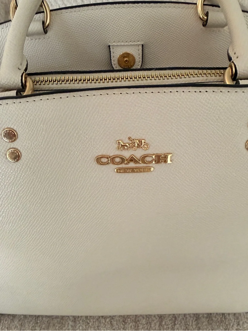 Coach Chalk Pebble Leather Dome Satchel with Gold Hardware